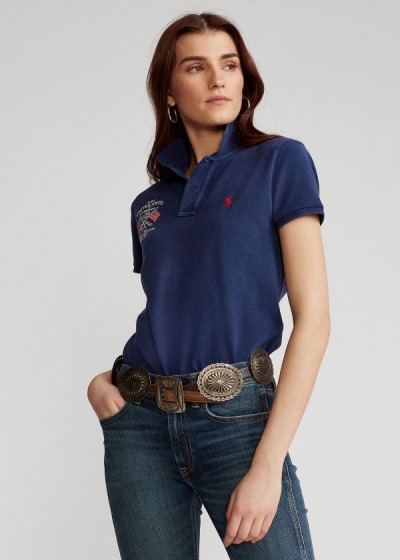 Camisa Polo Polo Ralph Lauren Mujer Azul Marino - Classic Fit Eagle - BTHJY2459